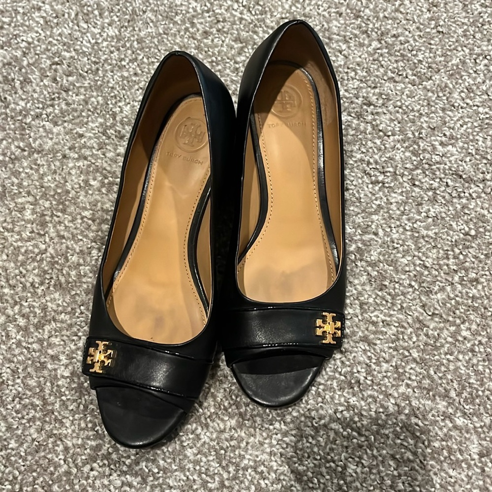 Leather Tory Burch Logo Wedge